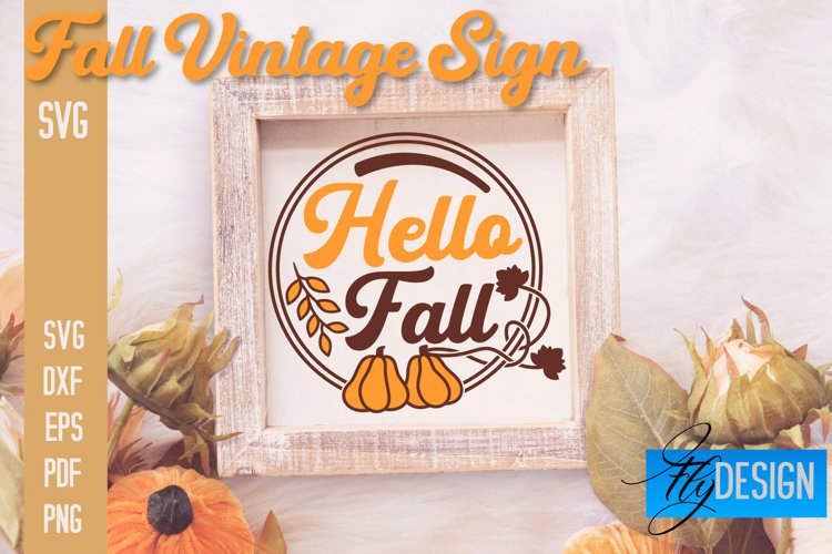 Fall Vintage Sign SVG Design |Autumn Sign Quotes SVG Design example image 1