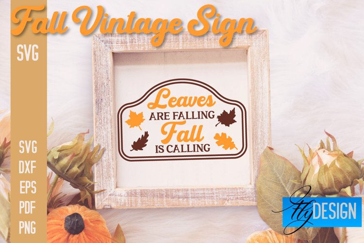 Fall Vintage Sign SVG Design |Autumn Sign Quotes SVG Design example image 1