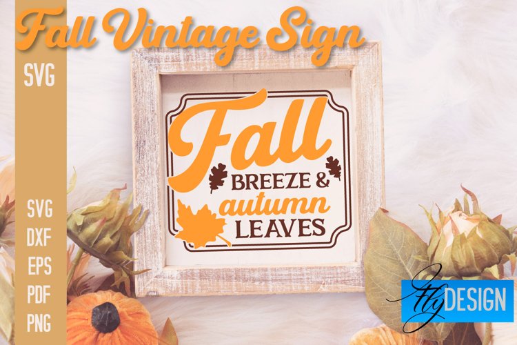 Fall Vintage Sign SVG Design |Autumn Sign Quotes SVG Design example image 1