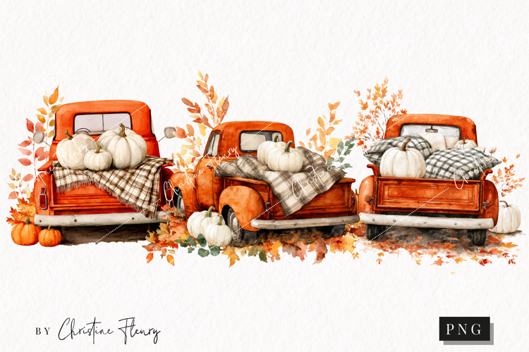 Fall Vintage Trucks Clipart | Fall Png