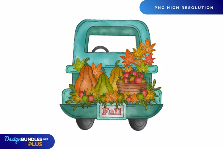 Fall Vintage Pumpkins Truck - Hand Painted