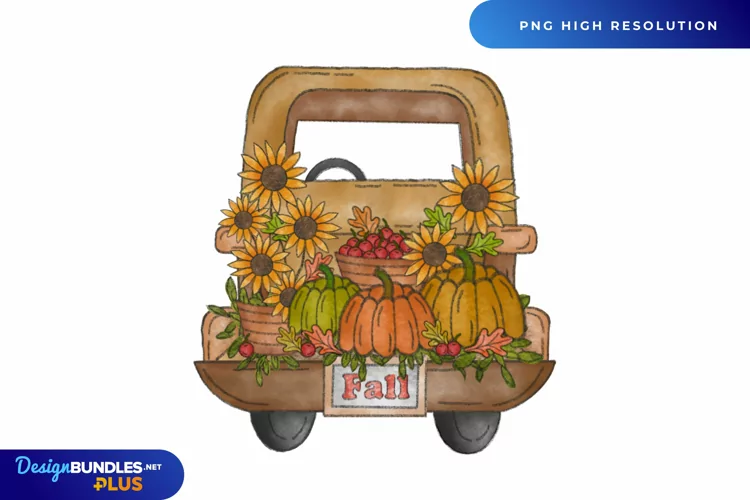 Fall Vintage Pumpkins Truck - Hand Painted