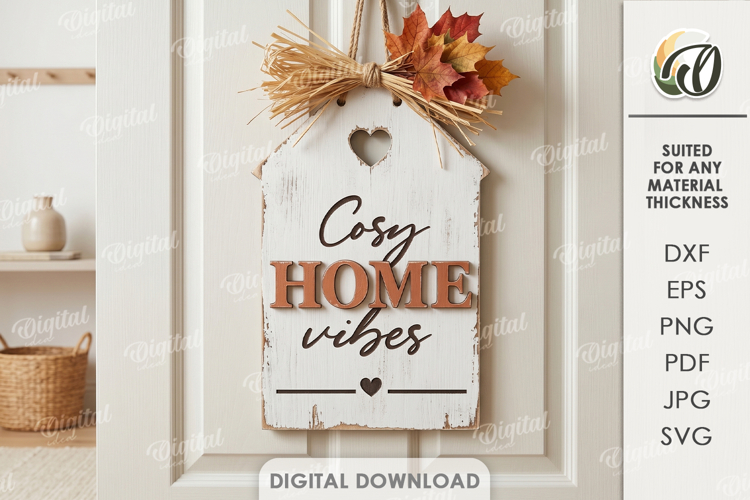 Fall Wall Sign Laser Cut. Door Sign. Cosy Home Vibes SVG