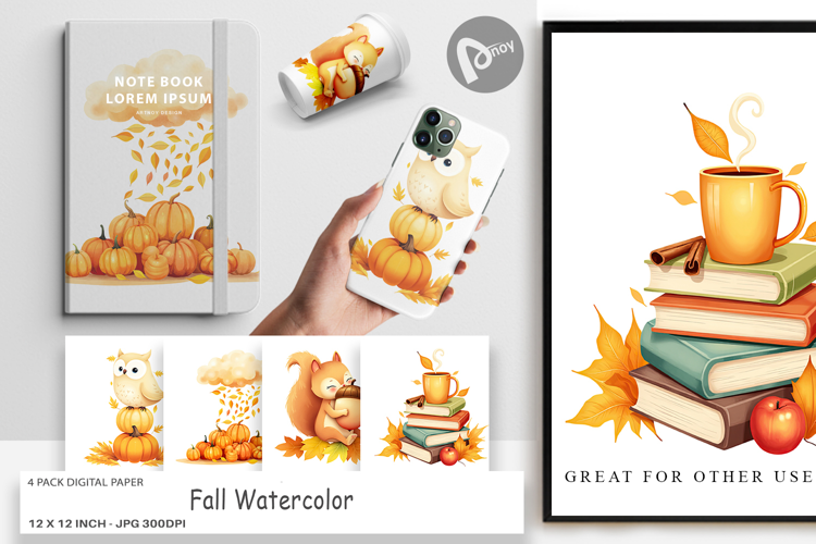 Digital Paper Fall Watercolor
