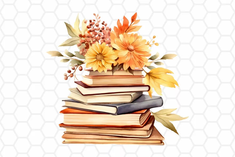 Fall Watercolor Books Clipart | Autumn PNG