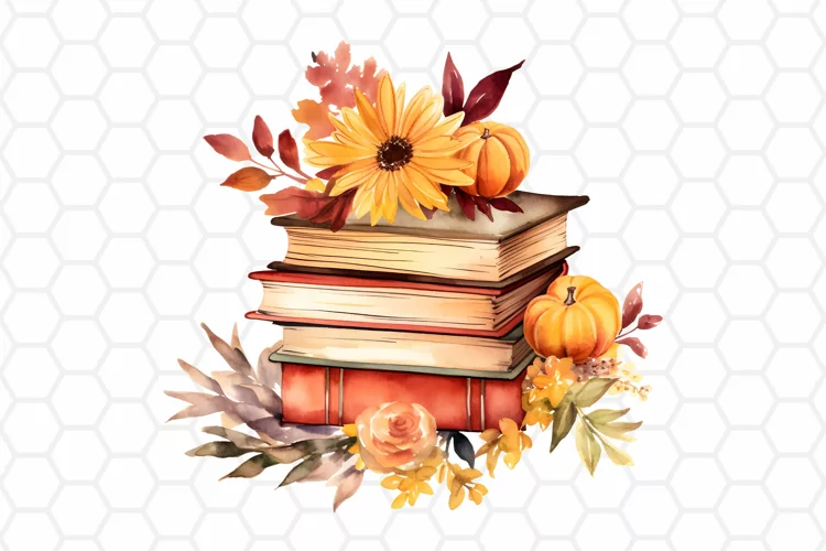 Fall Watercolor Books Clipart | Autumn PNG