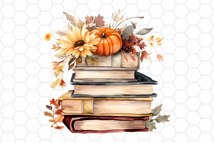 Fall Watercolor Books Clipart | Autumn PNG