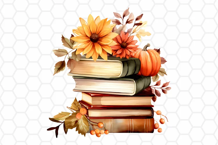 Fall Watercolor Books Clipart | Autumn PNG