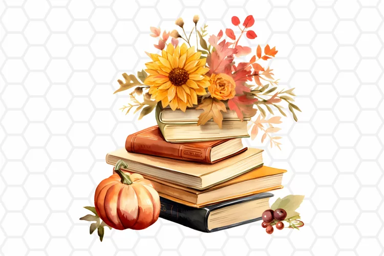 Fall Watercolor Books Clipart | Autumn PNG