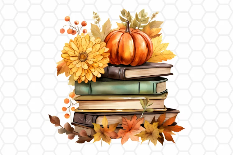 Fall Watercolor Books Clipart | Autumn PNG