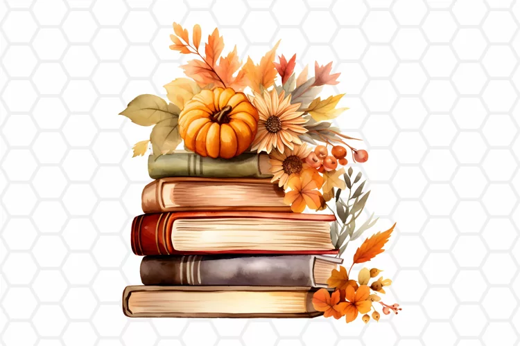 Fall Watercolor Books Clipart | Autumn PNG