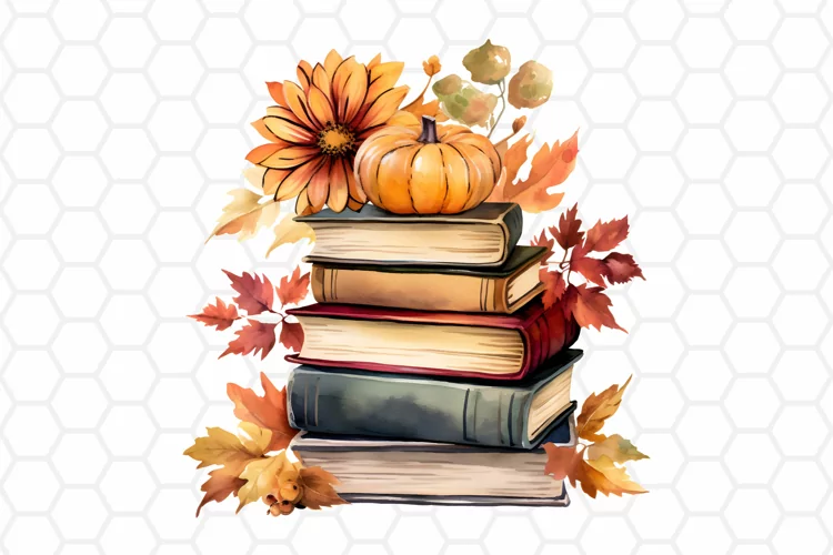 Fall Watercolor Books Clipart | Autumn PNG