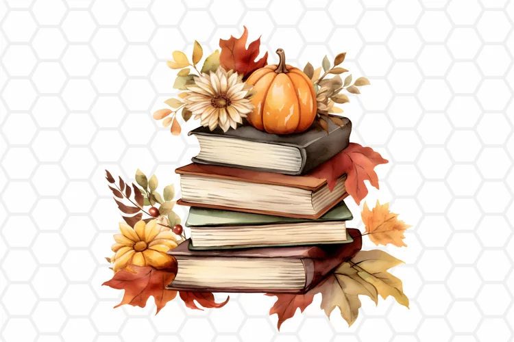 Fall Watercolor Books Clipart | Autumn PNG