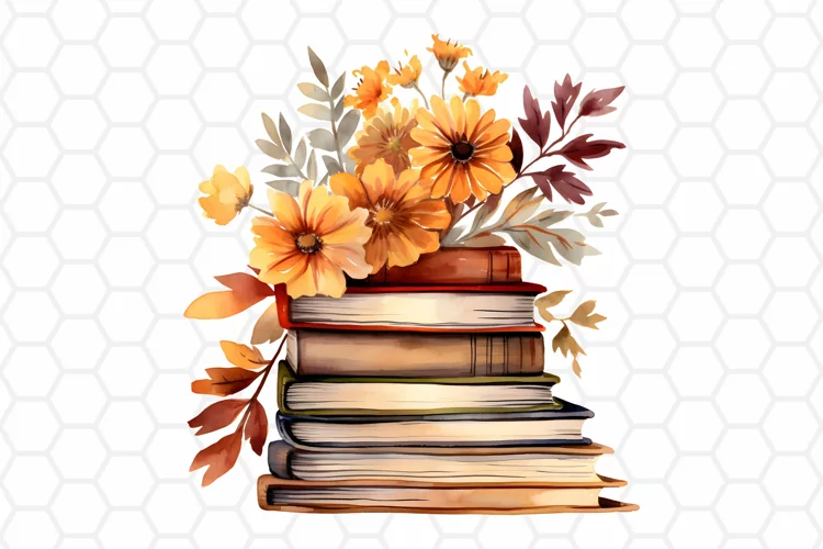 Fall Watercolor Books Clipart | Autumn PNG