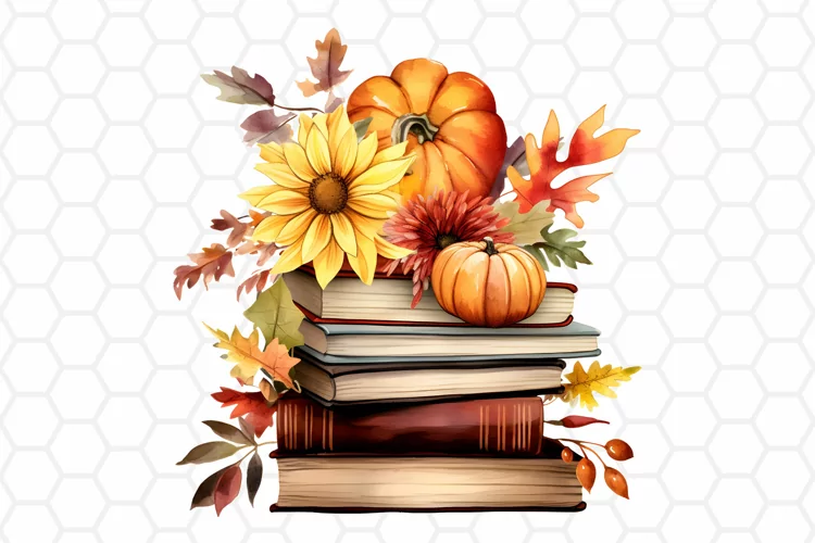 Fall Watercolor Books Clipart | Autumn PNG
