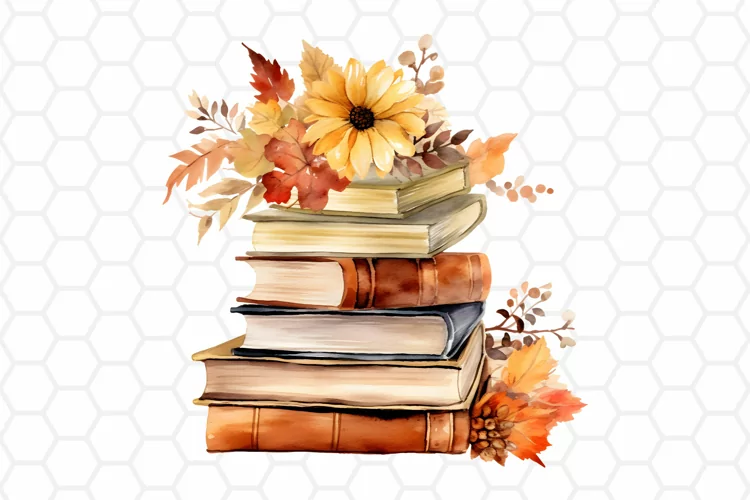 Fall Watercolor Books Clipart | Autumn PNG