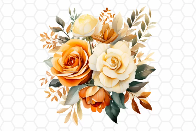Fall Watercolor Bouquet Clipart, Autumn Sublimation PNG