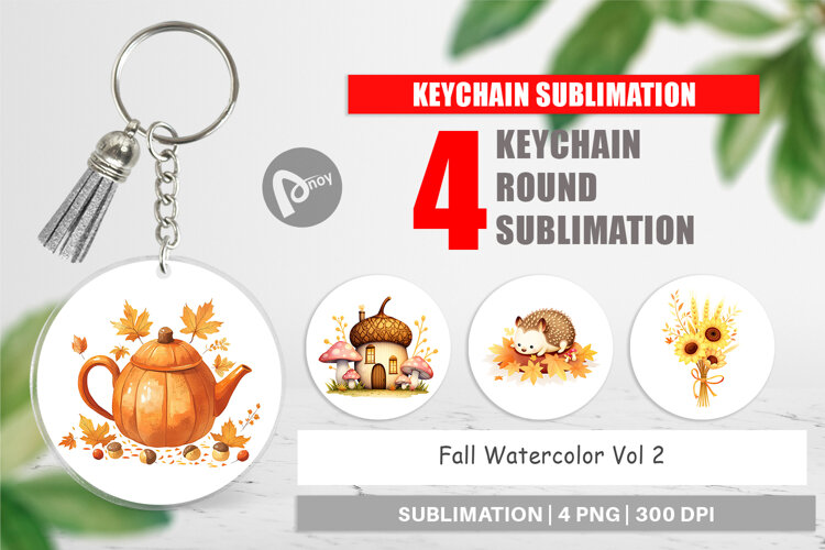 Keychain Fall Watercolor example image 1