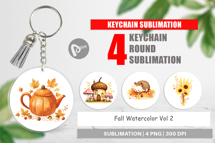 Keychain Fall Watercolor