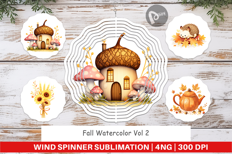 Wind Spinner Fall Watercolor