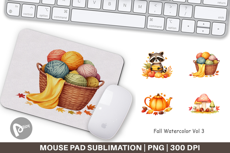 Mouse Pad Fall Watercolor Set