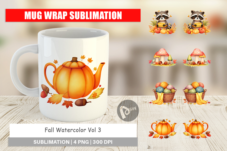 Mug Wrap Fall Watercolor