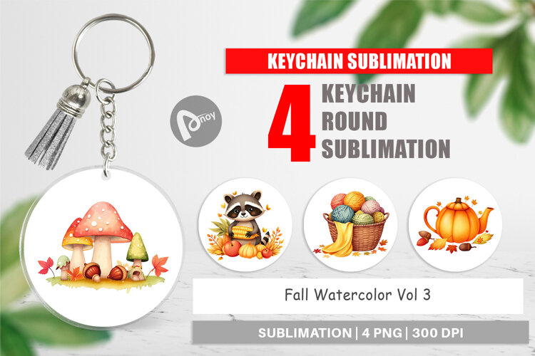 Keychain Fall Watercolor example image 1
