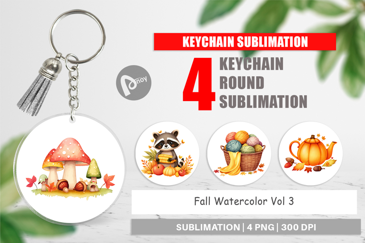 Keychain Fall Watercolor