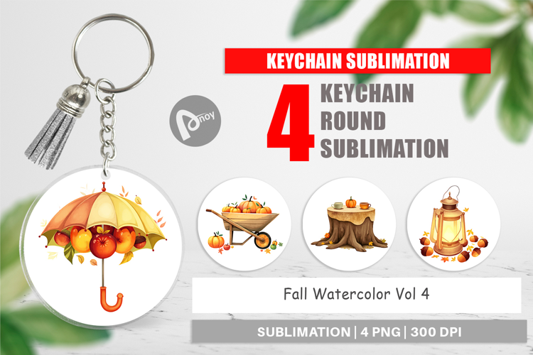 Keychain Fall Watercolor
