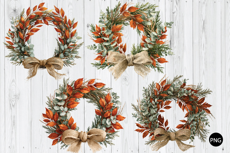 Fall Wreath PNG, Autumn Farmhouse Decor PNG