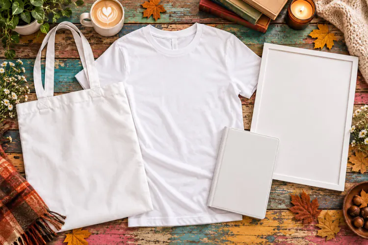 White T Shirt Mockup | Tote Bag Poster Mockup