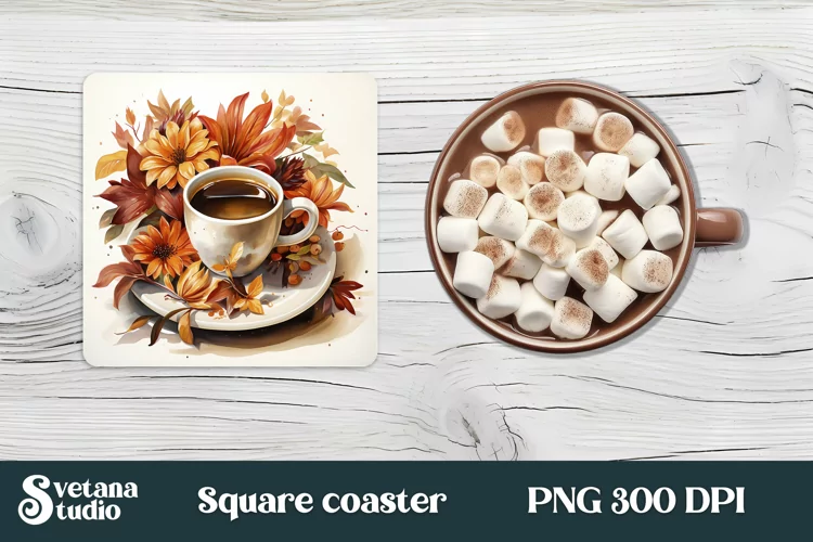 Square coaster sublimation design | Hot coffee coaster