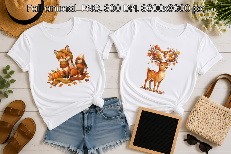 Fall Fox and Deer PNG | Cute Autumn Woodland Animals