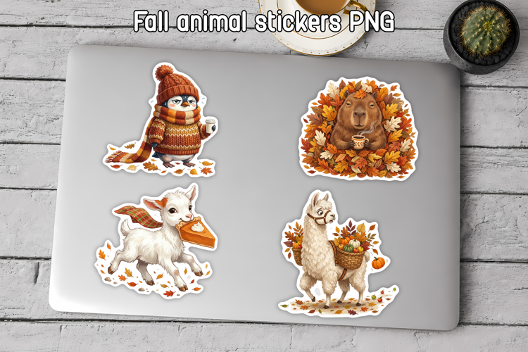 Cute Fall Animal Stickers PNG | Cozy Autumn Animals