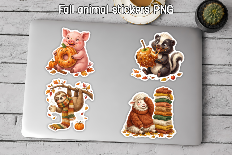 Cute Fall Animal Stickers PNG | Funny Autumn Animals