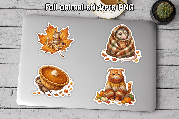 Cute Fall Animal Sticker Printable PNG Design