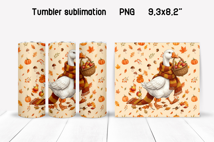 Fall Goose Tumbler Wrap | Autumn Animal PNG