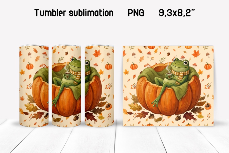 Fall Frog Tumbler Wrap | Cute Autumn Animal PNG