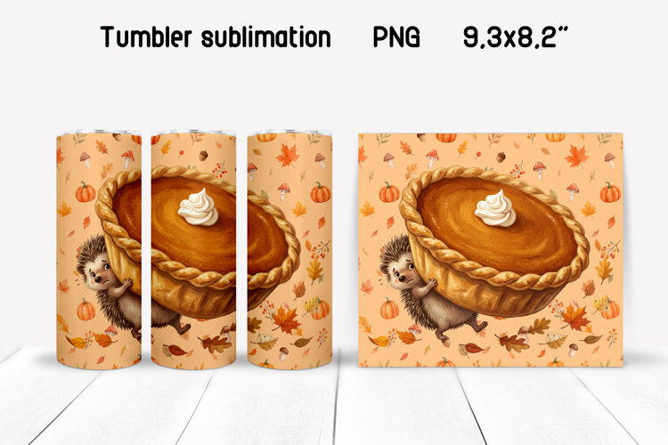 Fall Hedgehog Tumbler Wrap | Pumpkin Pie PNG example image 1