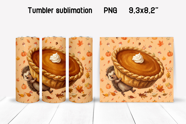 Fall Hedgehog Tumbler Wrap | Pumpkin Pie PNG