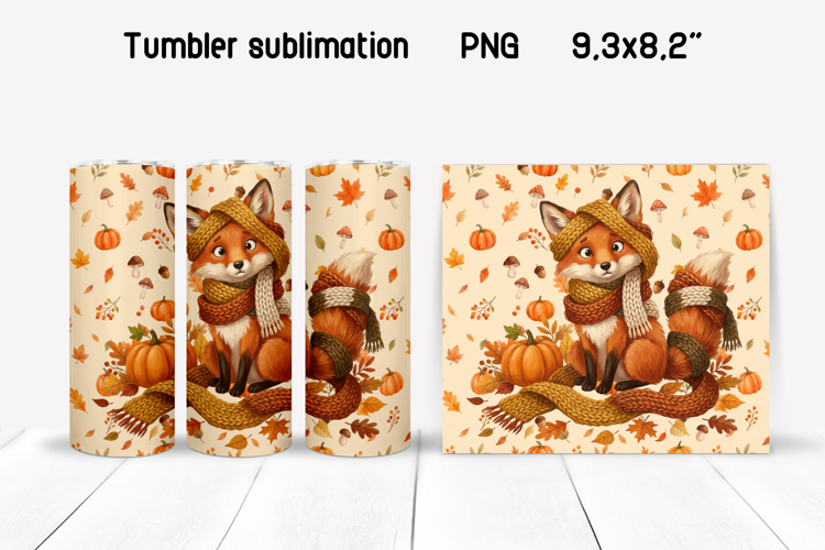 Fall Fox Tumbler Wrap | Cozy Autumn Fox PNG