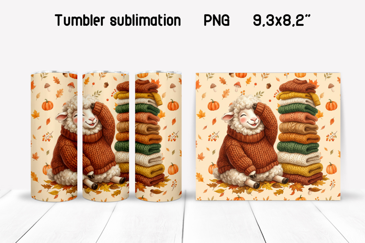 Cozy Sheep Tumbler Wrap | Fall Sweater Sublimation PNG