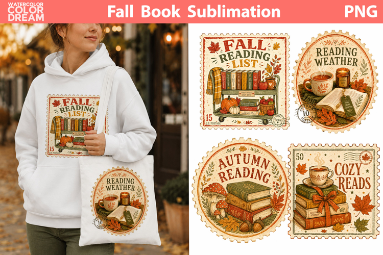 Fall Reading Stamps | Cozy Book Sublimation