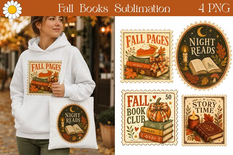 Fall Book Club Stamps | Reading Sublimation