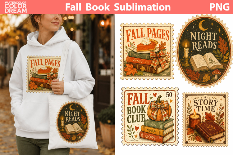 Fall Book Club Stamps | Cozy Reading Sublimation