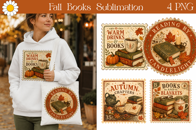 Cozy Book Stamps | Fall Reading Sublimation