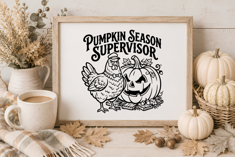Funny Fall Chicken SVG | Farmhouse Autumn Hen Design