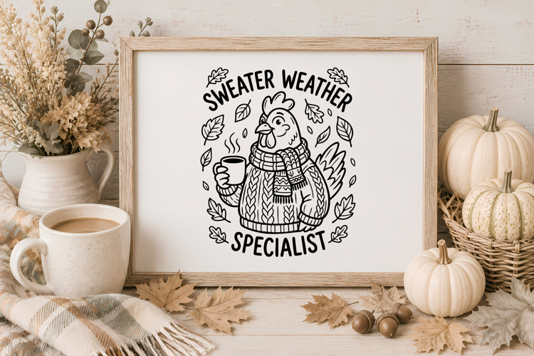 Funny Fall Chicken SVG | Farmhouse Autumn Hen Design