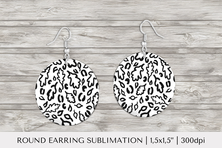 Fall leaves earring sublimation. Leopard round earrings 008