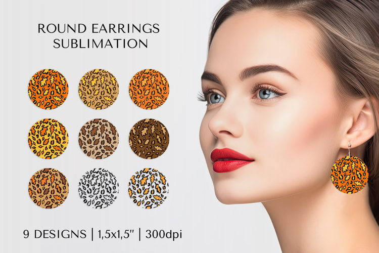 Fall leaves earring sublimation. Leopard earrings bundle 010